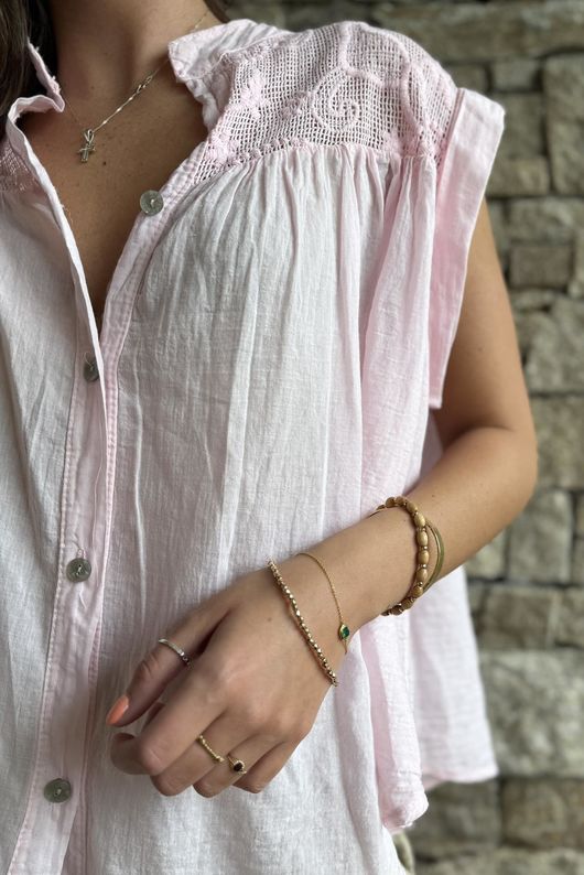 Elsie Pure Cotton Cap Sleeve Blouse Sugar